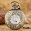 Pocket Watches Antique Bronze Exquisite Phoenix Skeleton Mechanical Watch Automatic Self Winding Pendant Clock Roman Numeral Dial