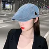 Bereliler Unisex Sboy Şapka Yapış Avcılık Denim Sürüş Ivy Cabbie Düz Bere Kapakları Erkek Yıkanmış Jean