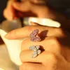 anel de diamante irregular s925 prata esterlina sorte designer madrepérola borboleta estilo aberto caixa de anel de moda feminina