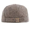 Bérets HT3491 Automne Hiver Cap Chapeau Hommes Femmes Plaid Ivy Sboy Plat Mâle Femelle Artiste Peintre Béret Ajusté