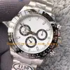 2 Color Chronograph Watches for Men 40mm White Dial Black Ceramic Bezel Sapphire Glass Automatic Chrono Clean Stopwatch 904L Steel Cal.4130 Movement Watch