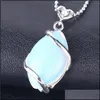 ペンダントネックレスQimoshi Womens Necklace Natural Quartz Crystal Pendant女性ヒーリングストーンアイ馬ビードファッションメン12p Dhgarden Dhfwb