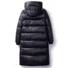 Womens Down Parkas Winter Cotton Jackets kläder Långt smala huva varma rockar Kvinnliga svarta överrockar V1162 221124