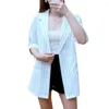 Women's Suits Women Autumn Blazer Striped Print Pocket Outwear Turn-down Collar Three Quarter Sleeve Casual Suit Coat For Shopping