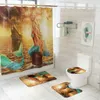 Stampa sirena 2020Nuova tenda della doccia bagno di lusso tende da doccia tappeto tappetino 4 pezzi set combinazione tappetino da bagno set297R