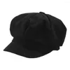 Berets Simple Visor Beret Cap Classic Adults Women Octagonal 8 Panel Plain Cabbie For Autumn Winter