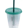 Starbucks 16oz/473ml Plastik Kupalar Tumbler Yeniden Kullanılabilir Açık İçme Düz Alt Sütun Şekli Kapak Saman Kupaları 50 PCS ÜCRETSİZ DHL TD0N