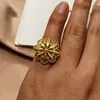 Charm Bracelets Dubai Flower Ethiopian Gold Color Rings For Women Girls Jewelry African Bride Party Gifts