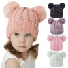 DHL KID KNIT Crochet Beanies 모자 소녀 소프트 더블 볼 겨울 따뜻한 모자 13 색 야외 아기 폼팟 스키 모자 GC1124X2