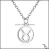 Pendentif Colliers Acier inoxydable Constell pendentif colliers Sier or pièce Horoscope signe collier chaînes pour femmes hommes mode juif Dhrwe