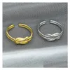 Bandringar dubbel vridknut knuckle ring minimalist guld sier färg metall öppen justerbar mode smycken för kvinnor valentin drop d dh9j2