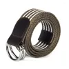 Belts Unisex Canvas Belt Fashion Stripe Alloy Double Ring Buckle Men Outdoor Casual And Women Cowboy Pants