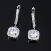 Diamond oorrel vierkant bling bling witte zirkoon drop dames oorbellen mode sieraden