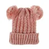 UPS Kid Knit Crochet Beanies Hat Girls Soft Double Balls Winter Warm Hat 13 Colors Outdoor Baby Pompom Ski Caps xcaweFY3537 GC1124x2