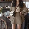 Tvådelad klänning Spring och Autumn Korean Casual Pink Small Sacka Jacket Kvinnlig Little Loose Blazer Kjol Set 221124