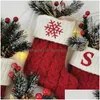 Kerstdecoraties Kerstdecoraties Sokken Red Sneeuwvlok Alfabet Letters Brei Kous Boom Ornamenten Decor voor Home XMA DHSTK