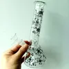 Mini Glass Bong Beaker Hookahs med handmålning Skalle Rökning Dab Rig Shisha Pipes With Bowl