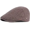 Bérets HT3491 Automne Hiver Cap Chapeau Hommes Femmes Plaid Ivy Sboy Plat Mâle Femelle Artiste Peintre Béret Ajusté