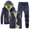 Mens Tracksuits Winter Plus Velvet Thick Lamb Cashmere Hoodiesvestspants Threepieces Set Warm Casual Wool 221124