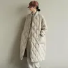 Donna Giù Parka Arrivi invernali Cappotti di cotone Reticolo di diamanti Blocco Big Size Donna Lungo allentato Cappotti da donna Vestiti 221124