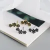 S925 Sterling Silver Stud أقراط 18 كيلو متر مطلي بثلاثة أزهار زركونيا ماس كويس