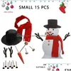 Kerstdecoraties Kerstdecoraties 1 Set Uitstekende outdoor Diy Snowman Dessing Kit Decoreren Neus Realistisch lookin Dhryx