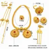 Wedding Jewelry Sets ANIID Dubai Ethiopian Flower Shape Plated 6pcs For Women Nigerian Luxury Necklace Jewellery Set Party Gifts 221123