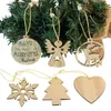 12pcsset cavo ornamenti natalizi in legno fiocchi di neve pendenti appesi artigianato fai -da -te ritaglio di legno decorazione dell'albero di Natale6725762