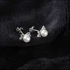 Dangle Chandelier 925 Sterling Sier Stud Earrings Round Motherofpearl Elegant Koreanstyle Nanyang Bead Pearl Drop Delivery Dhgarden Dh9Y8