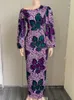 Casual Dresses Purple Floral Printed Lantern Sleeve Off Shoulder Sexy BodyCon Long African Bowns 3XL Evening Party Outfits 2022 Fashion