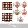 Dekoracje świąteczne 12PCSbox Rose Gold Plastic Balls Ornament 8 cm zawiesina kula w zawieszki w roku świąteczny dekoracje drzewa 221123