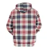 Herren Hoodies Tartan Plaid Lässiger Mann Rot Und Blau Kariert Ästhetisch Bedruckte Sweatshirts Langarm Street Style Übergroßer Hoodie