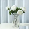 Decorative Flowers Wreaths Decorative Flowers Single Branch Artificial Flower Po Props Real Touch Imitation Rose Fake Simation For Dhjgd