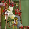 Christmas Decorations Christmas Decorations 2022 Year Stocking Socks Xmas Gift Candy Bag For Home Tree Hanging Ornaments Navidad Dro Dh21P