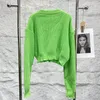 Women's o-neck short high waist sweater gem diamonds patched jumper tops