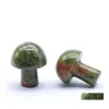 Pierres précieuses en vrac 20 mm en forme de champignon statue de pierre précieuse sculptée en pierre d'unakite champignons artisanat pour la guérison du chakra Reiki Ncing H Dhqsd