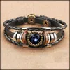 Charme Armbänder 12 Zeichen Horoskop Glas Cabochon Armband Mtilayer Wrap Armbänder Armband Manschette Frauen Mode Schmuck Geschenk Drop Deli Dh3M5