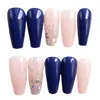 Valse nagels 3D nepset druk op faux ongles Franse conffinetips diepblauw naaktontwerpen diy manicure levert acryl nagelkit