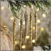 Kerstdecoraties Kerstdecoraties 10 stks 12 cm Simatie Ice Xmas Tree Hangende ornament Fake Icicle Winter feestjaar Decorat Dhjvi