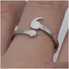 Band Ringe Kreative Semikolon Design Öffnung Welle Ring Für Frauen Männer Silber Farbe Inspirierende Schmuck Absolvent Geschenke Liebhaber Drop Deliv DH5Lr