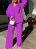 Kadın İki Parça Pantolon Eşofman Setleri Gevşek Uzun Kollu Gömlek Üstleri ve Geniş Bacak Zarif Takım Elbise Yaz Rahat Kadın Kıyafetleri 221123