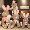 507080 cm Giant Rabbit Cuddle Soft Cartoon Animal Big Ear Bunny Plush Doll fylld kudde Baby medföljande leksaker Kawaii gåvor J220729