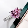 Heart Zircon Wedding Rings Solitaire Diamond Engagement Wedding Ring for Women Lover Vanlentine's Gift