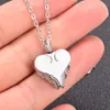 Pendant Necklaces Drop Angel Wing Cremation Necklace For Ashes Stainless Steel Heart Urn Holder Memorial Jewelry