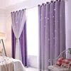 Rideau sur mesure Style princesse Double couche occultant étoiles rideaux creux avec dentelle Tulle tissu pour la maison salon fenêtre décor