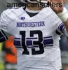 2019 Northwestern # 13 Trevor Siemian 51 Pat Fitzgerald 28 Jeremy Larkin 11 Aidan Smith Noir Gris Violet Blanc Vintage CFB 150TH Jersey