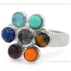 Band Rings 7 Chakras p￤rlor ring f￶r kvinnor vintage Sier Plated Yoga Tiger Eyes Stone Justerbara ￶ppna ringar Boho Ethnic Jewelry Gift D DHF8C