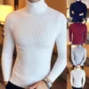 Mäns västar Casual Winter Solid Color Turtle Neck Long Sleeve Twist Sticked Slim tröja tröjor Pullover Knitwear 221124