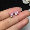 Stud Earrings Colorful Earring Natural Real Sapphire 925 Sterling Silver Fine Jewelry