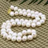 Chaînes 8-9mm blanc naturel perles d'eau douce chaîne collier 18"